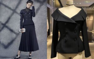 Elegant Off-Shoulder Double-Breasted Blazer Top