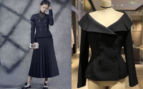 Elegant Off-Shoulder Double-Breasted Blazer Top