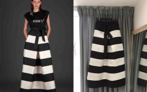 Elegant Black and White Striped Maxi Skirt