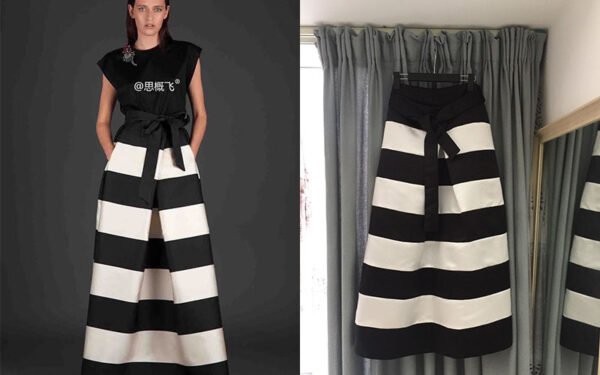 Elegant Black and White Striped Maxi Skirt